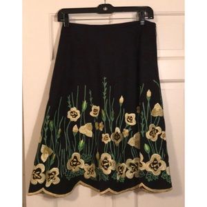 Basil & Maude embroidered A-line cotton skirt.